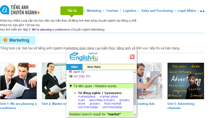 Hướng dẫn sử dụng từ điển tiếng Anh trên trang English4u