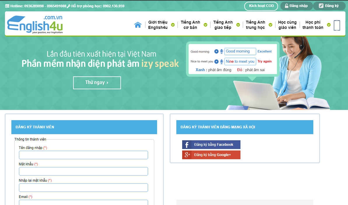 Hướng dẫn cách đăng ký English4u để học tiếng Anh online tại nhà Hướng dẫn cách đăng ký English4u để học tiếng Anh online tại nhà